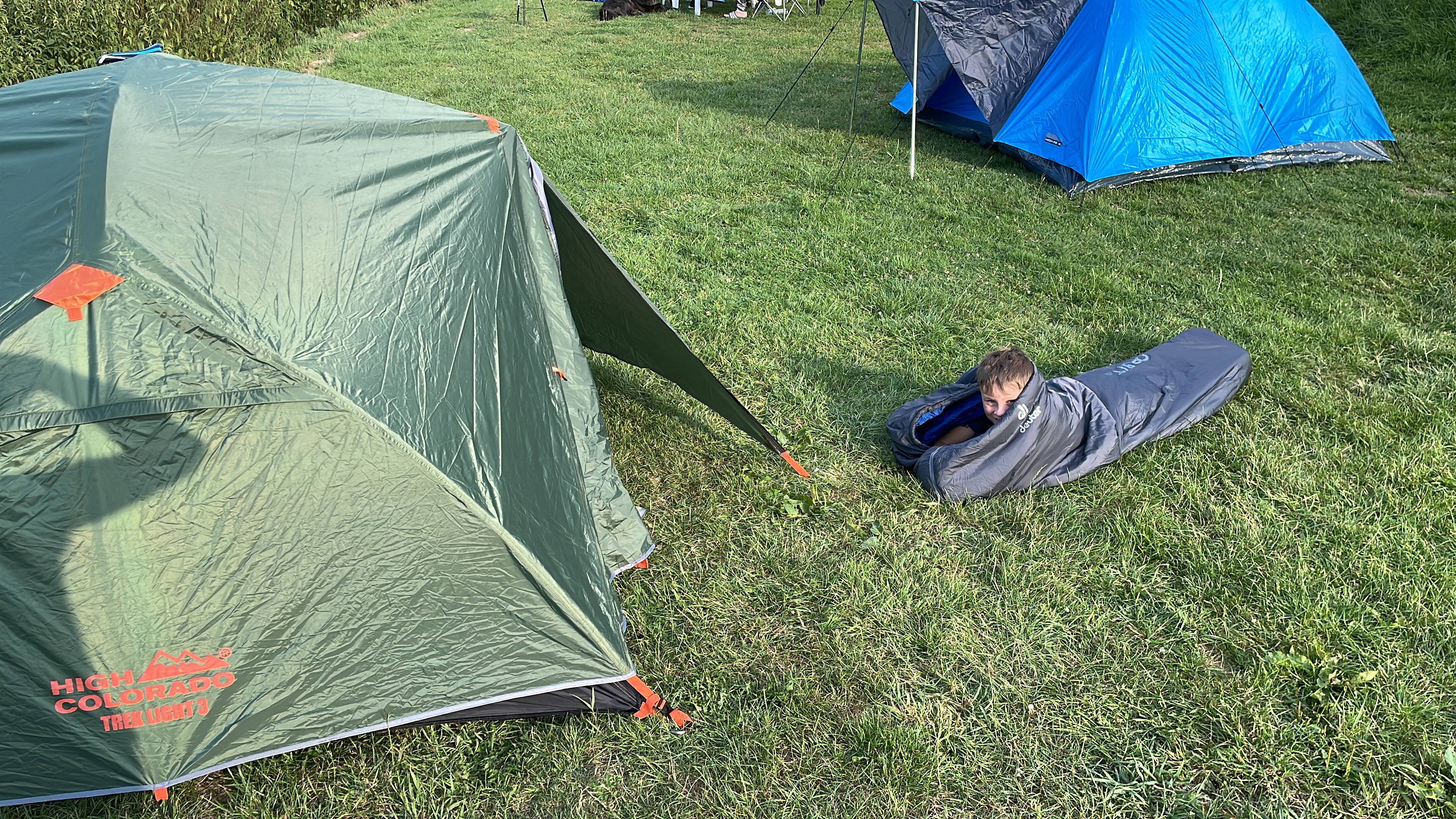 Camping along the Rur river — our tent setup